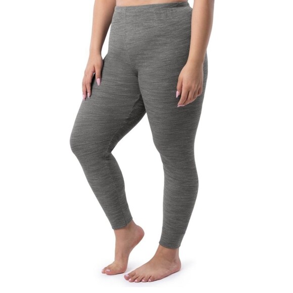 Grey Fruit of the Loom Women's Eversoft Waffle Thermal Pants Size M - Picture 2 of 8